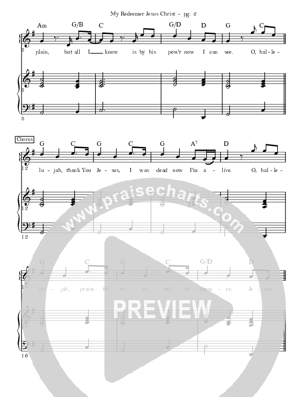 My Redeemer Jesus Christ (Live) Piano/Melody (10000 Fathers / Micah Massey / Dee Wilson)