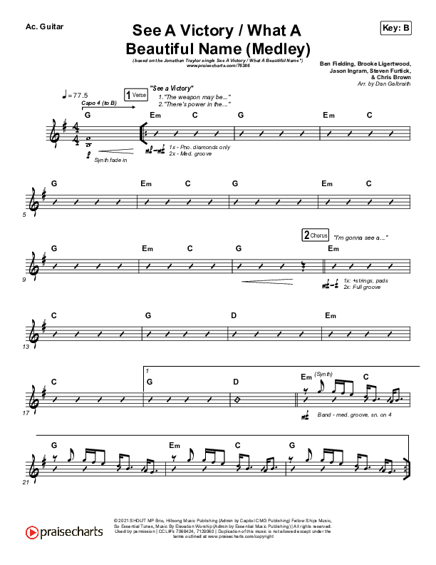 See A Victory / What A Beautiful Name (Medley) Acoustic Guitar (Jonathan Traylor / Worship Together)