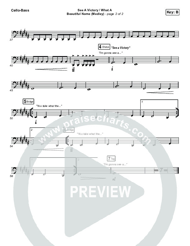 See A Victory / What A Beautiful Name (Medley) Cello/Bass (Jonathan Traylor / Worship Together)