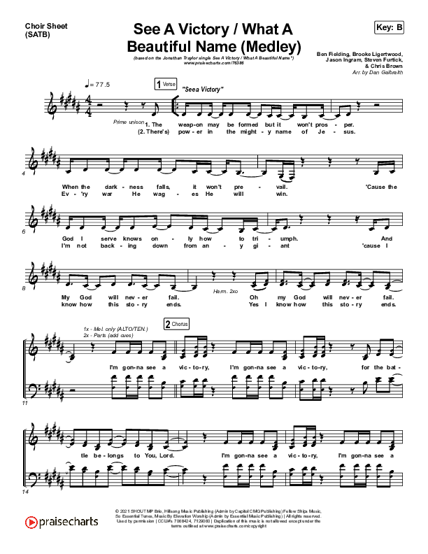 See A Victory / What A Beautiful Name (Medley) Choir Sheet (SATB) (Jonathan Traylor / Worship Together)