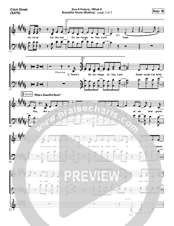 See A Victory / What A Beautiful Name (Medley) Choir Sheet (SATB) (Jonathan Traylor / Worship Together)