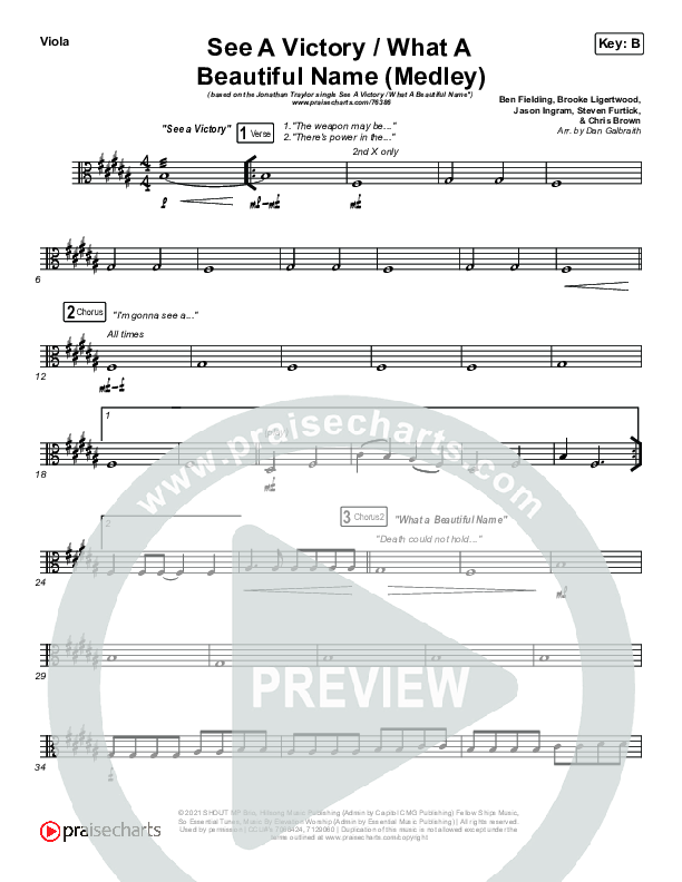 See A Victory / What A Beautiful Name (Medley) Viola (Jonathan Traylor / Worship Together)
