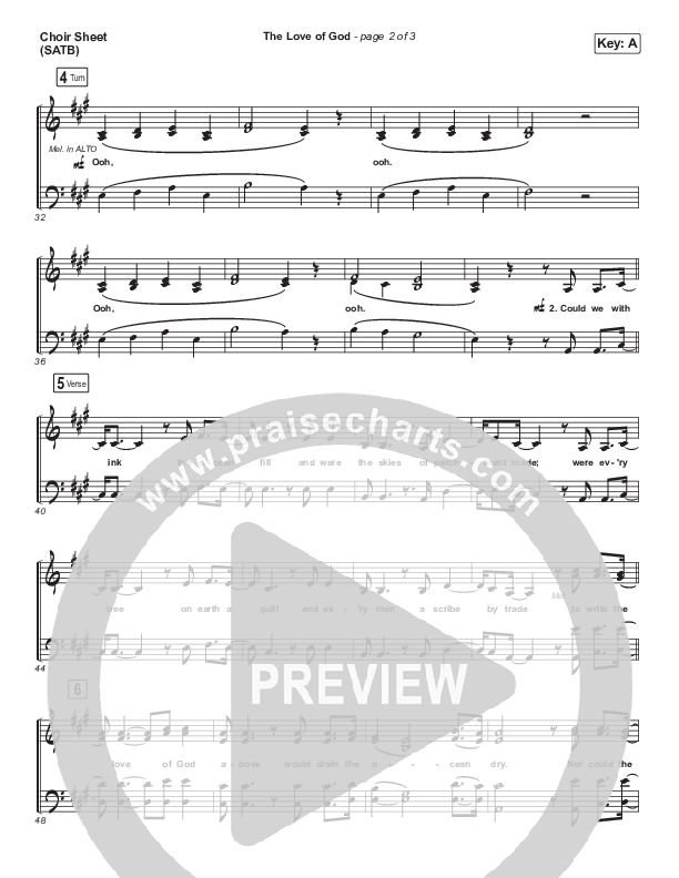 The Love Of God (Live) Choir Sheet (SATB) (Shane & Shane/The Worship Initiative)