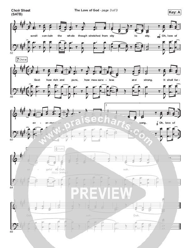 The Love Of God (Live) Choir Sheet (SATB) (Shane & Shane/The Worship Initiative)