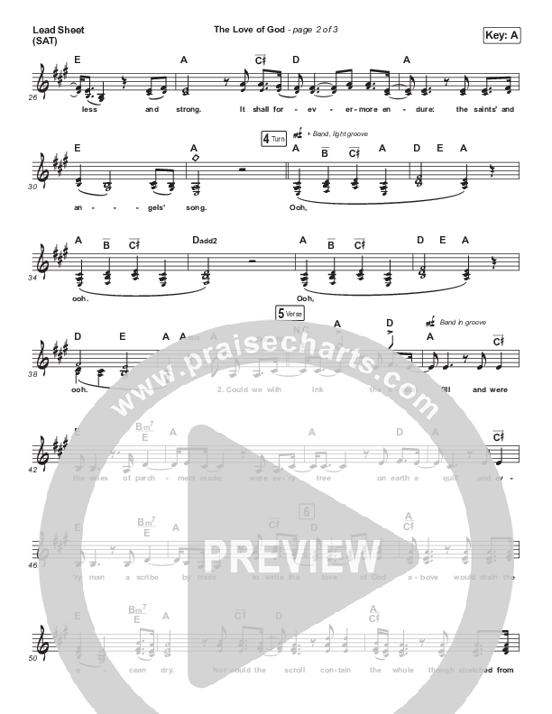 The Love Of God (Live) Lead Sheet (SAT) (Shane & Shane/The Worship Initiative)