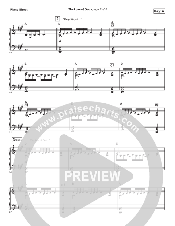 The Love Of God (Live) Piano Sheet (Shane & Shane/The Worship Initiative)