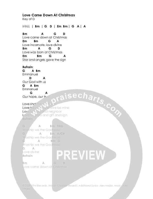 Love Came Down At Christmas Chords & Lyrics (High Street Hymns)