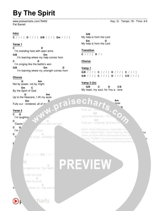 By The Spirit Chords & Lyrics (Pat Barrett)
