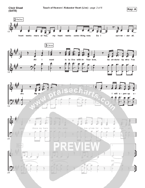 Touch Of Heaven / Alabaster Heart (Live) Choir Sheet (SATB) (David Funk / Bethel Music)