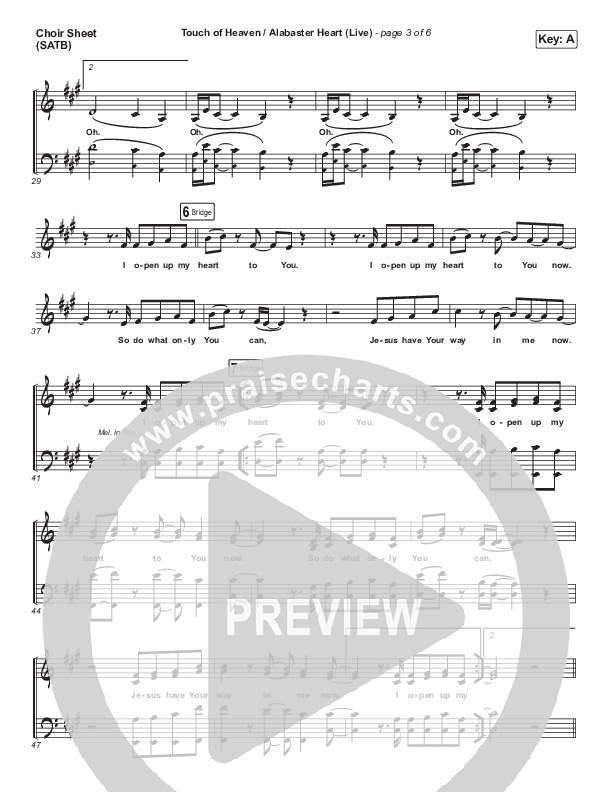 Touch Of Heaven / Alabaster Heart (Live) Choir Sheet (SATB) (David Funk / Bethel Music)