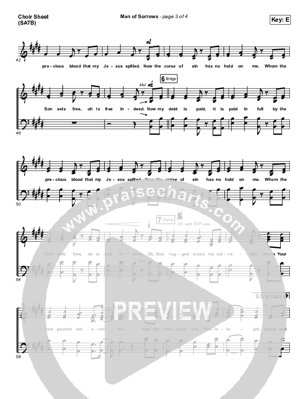 Man Of Sorrows - Passion Choir Sheet (SATB) (Hillsong Worship)