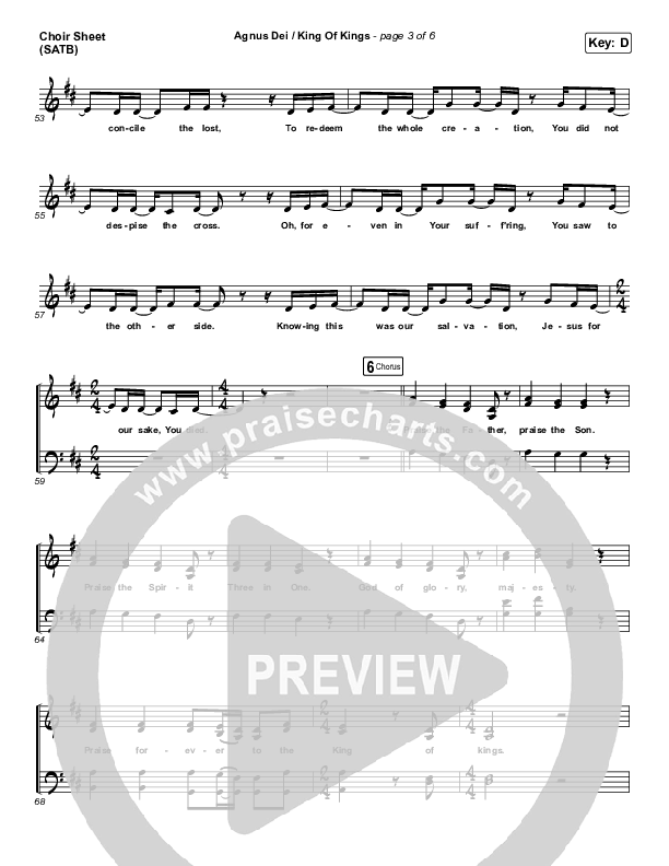 Agnus Dei / King Of Kings Choir Sheet (SATB) (Hillsong Worship / Chidima / Passion / Jenn Johnson / Brooke Ligertwood)