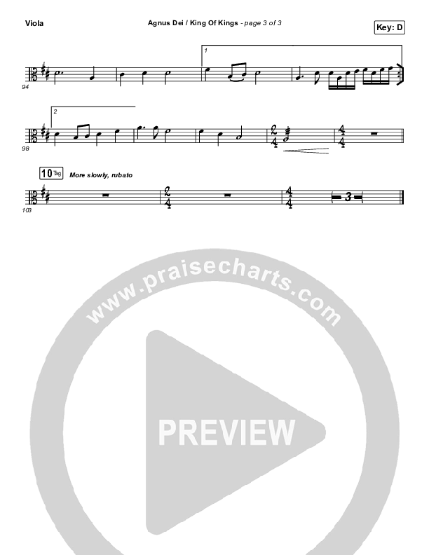 Agnus Dei / King Of Kings Viola (Hillsong Worship / Chidima / Passion / Jenn Johnson / Brooke Ligertwood)