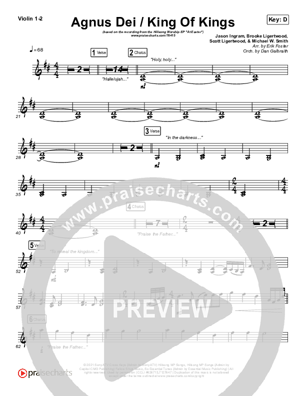Agnus Dei / King Of Kings Violin 1/2 (Hillsong Worship / Chidima / Passion / Jenn Johnson / Brooke Ligertwood)