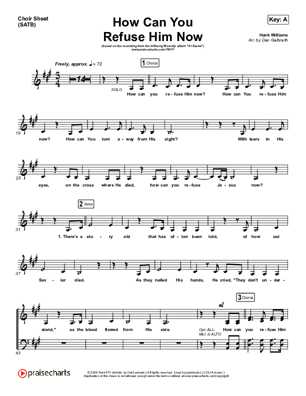 How Can You Refuse Him Now - Pilgrimage Choir Sheet (SATB) (Print Only) (Hillsong Worship)