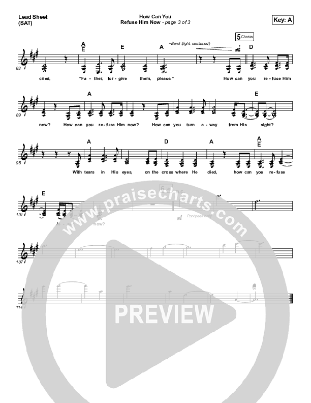 How Can You Refuse Him Now - Pilgrimage Lead Sheet (Print Only) (Hillsong Worship)