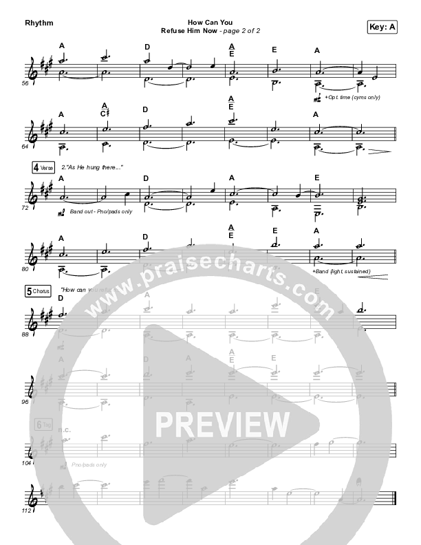 How Can You Refuse Him Now - Pilgrimage Rhythm Chart (Print Only) (Hillsong Worship)