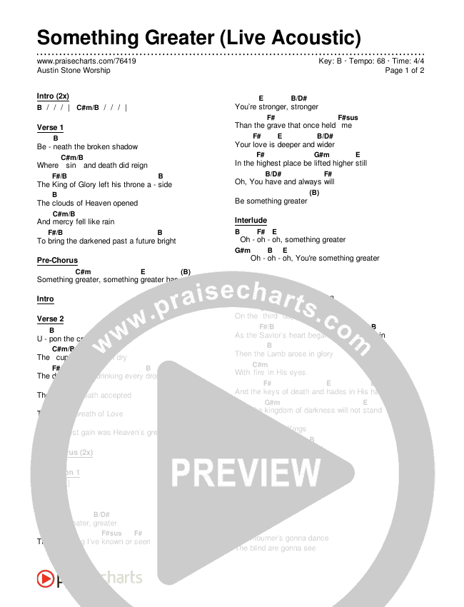 Something Greater (Live Acoustic) Chords & Lyrics (Austin Stone Worship)