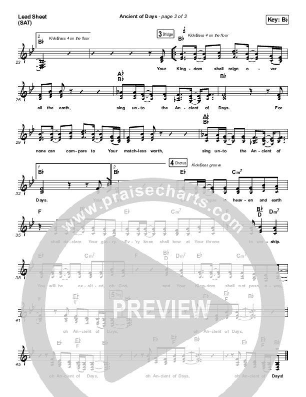 Ancient Of Days Lead Sheet (SAT) (Alleluia Music)