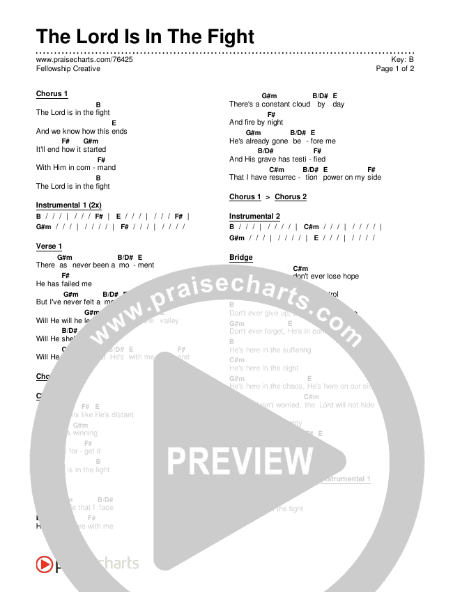 The Lord Is In The Fight Chords & Lyrics (Fellowship Creative)