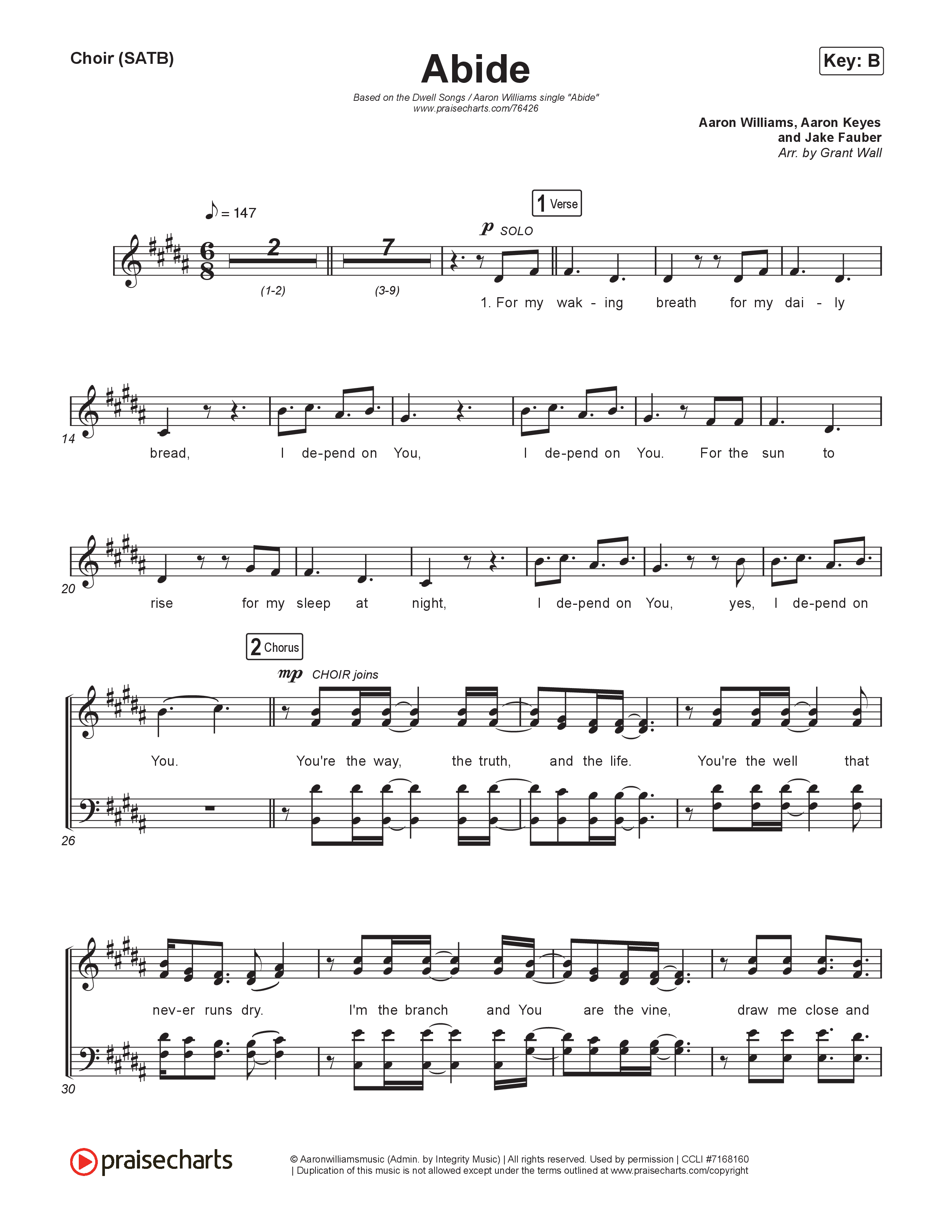 Abide Choir Sheet (SATB) (Dwell Songs)