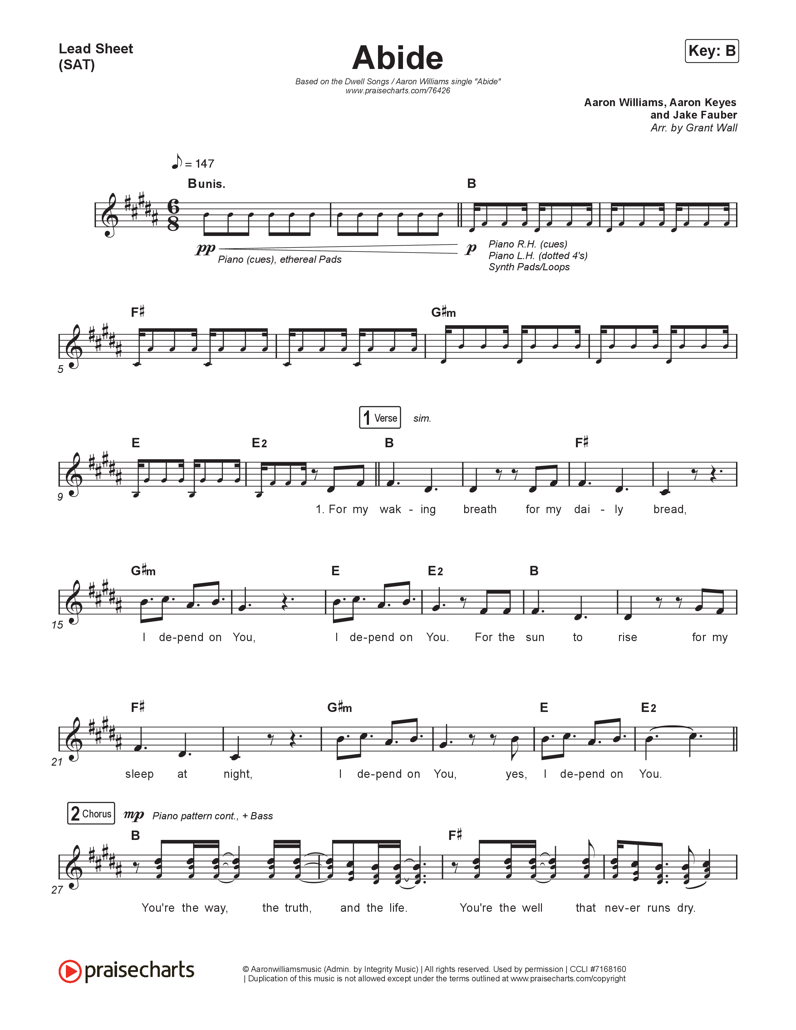 Abide Lead Sheet (SAT) (Dwell Songs)