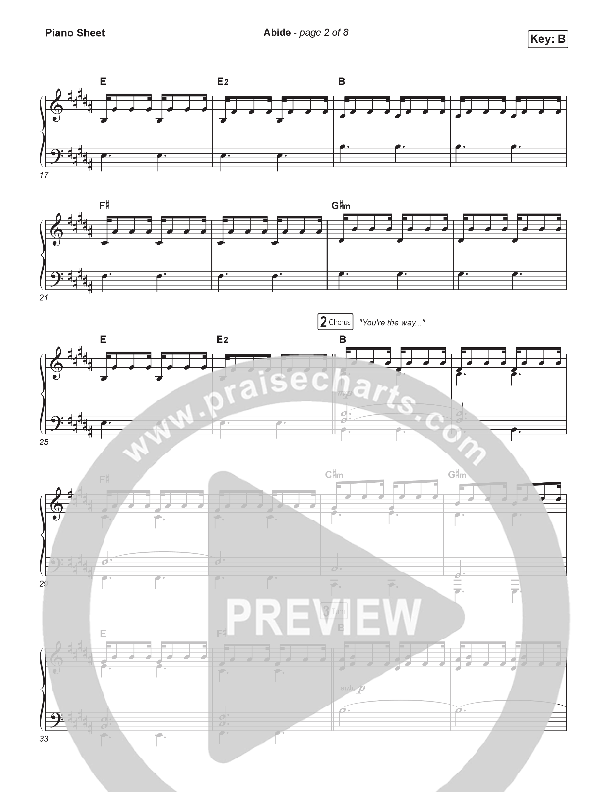 Abide Piano Sheet (Dwell Songs)