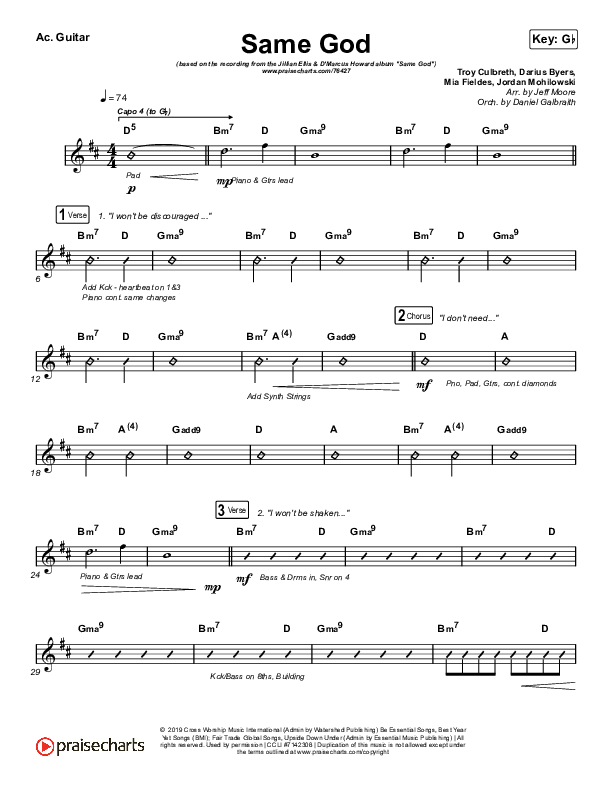 Same God Acoustic Guitar (Cross Worship / Jillian Ellis / D'Marcus Howard)