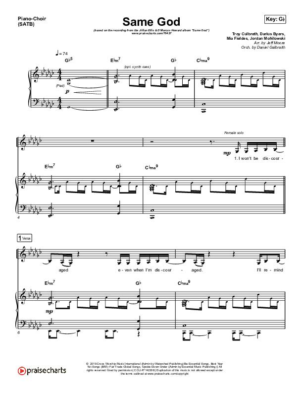 Same God Piano/Vocal Pack (Cross Worship / Jillian Ellis / D'Marcus Howard)