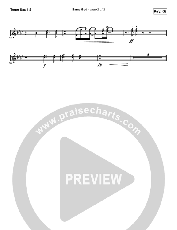 Same God Tenor Sax 1/2 (Cross Worship / Jillian Ellis / D'Marcus Howard)