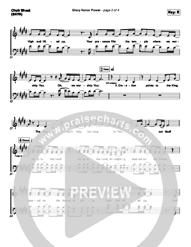 Glory Honor Power Choir Sheet (SATB) (Influence Music)