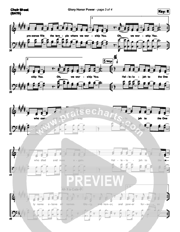 Glory Honor Power Choir Sheet (SATB) (Influence Music)