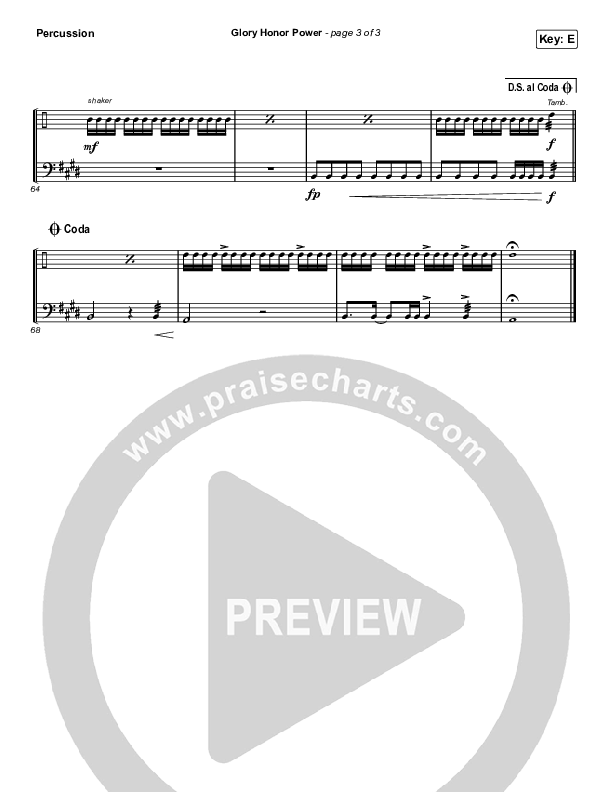Glory Honor Power Percussion Sheet Music PDF (Influence Music