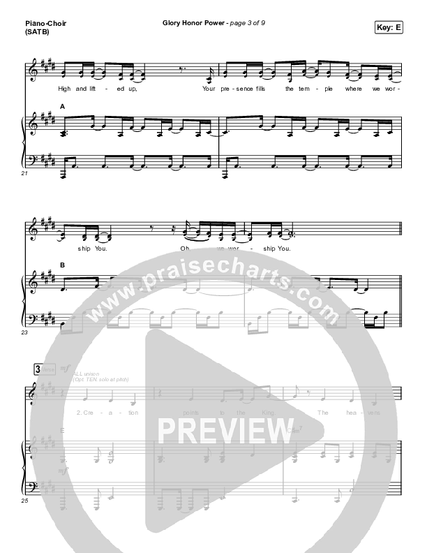 Glory Honor Power Piano/Vocal (SATB) (Influence Music)