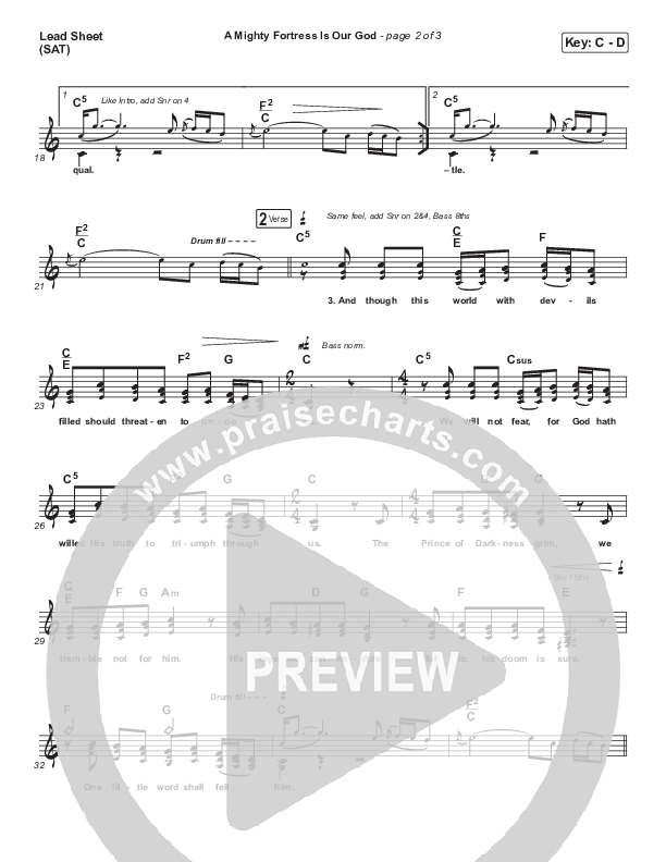 A Mighty Fortress Is Our God Lead Sheet (SAT) (Keith & Kristyn Getty / Tommy Bailey)