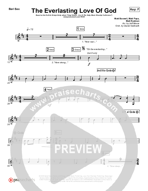 The Everlasting Love Of God Bari Sax (Keith & Kristyn Getty / Matt Boswell / Matt Papa)