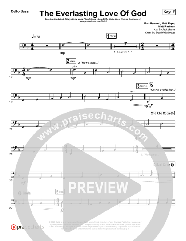 The Everlasting Love Of God Cello/Bass (Keith & Kristyn Getty / Matt Boswell / Matt Papa)