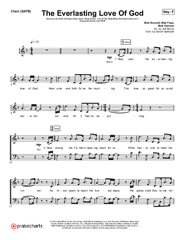 The Everlasting Love Of God Choir Sheet (SATB) (Keith & Kristyn Getty / Matt Boswell / Matt Papa)
