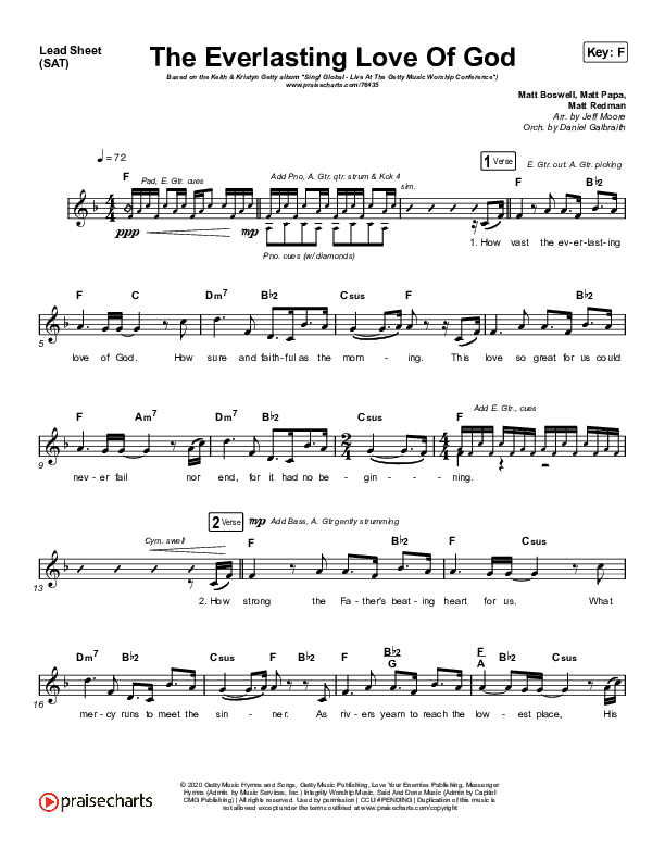 The Everlasting Love Of God Lead Sheet (SAT) (Keith & Kristyn Getty / Matt Boswell / Matt Papa)
