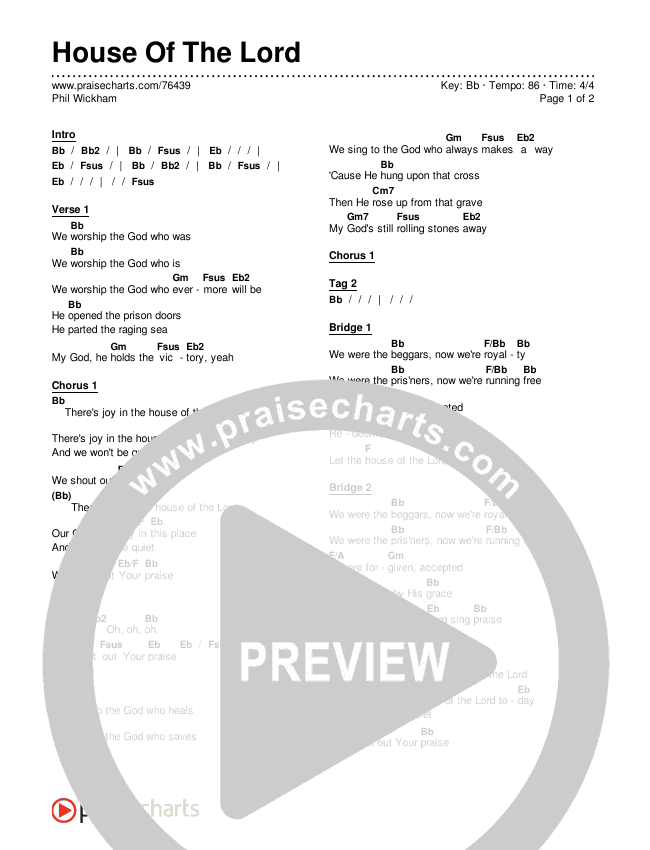 House Of The Lord Chords & Lyrics (Phil Wickham)