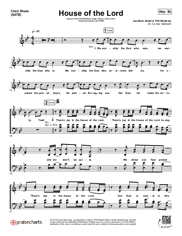 House Of The Lord Vocal Sheet (SATB) (Phil Wickham)