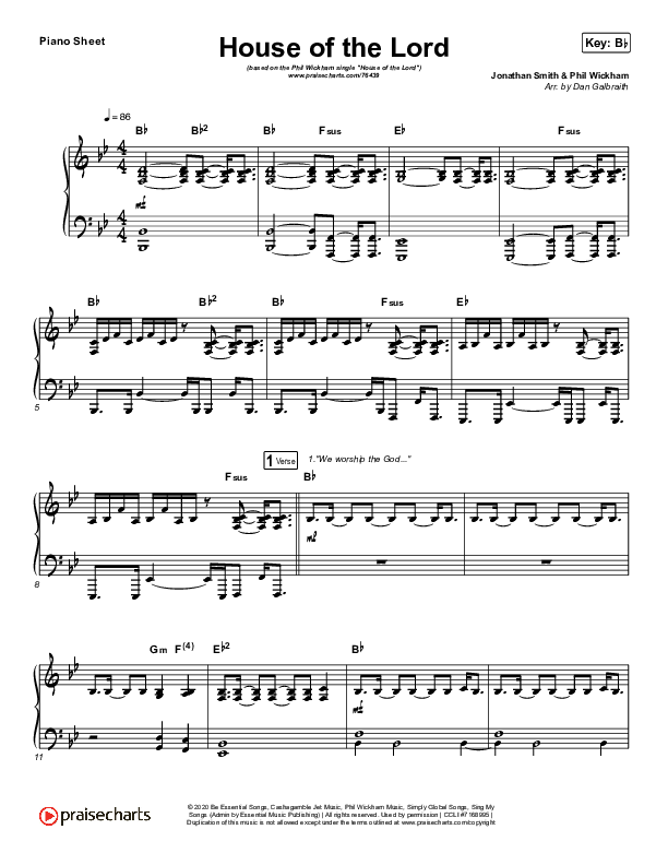 House Of The Lord Piano Sheet (Phil Wickham)