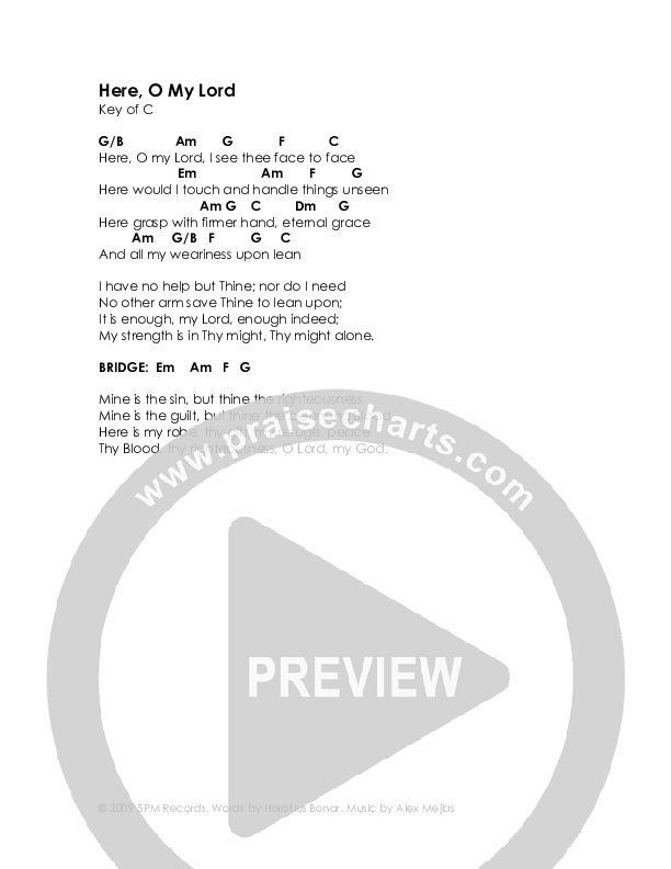 Here O My Lord Chord Chart (High Street Hymns)