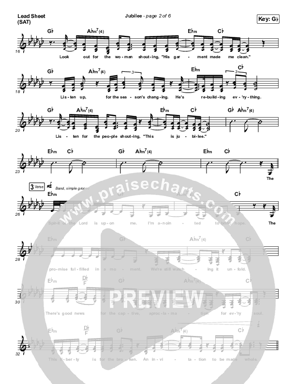 Jubilee Lead Sheet (SAT) (Maverick City Music)
