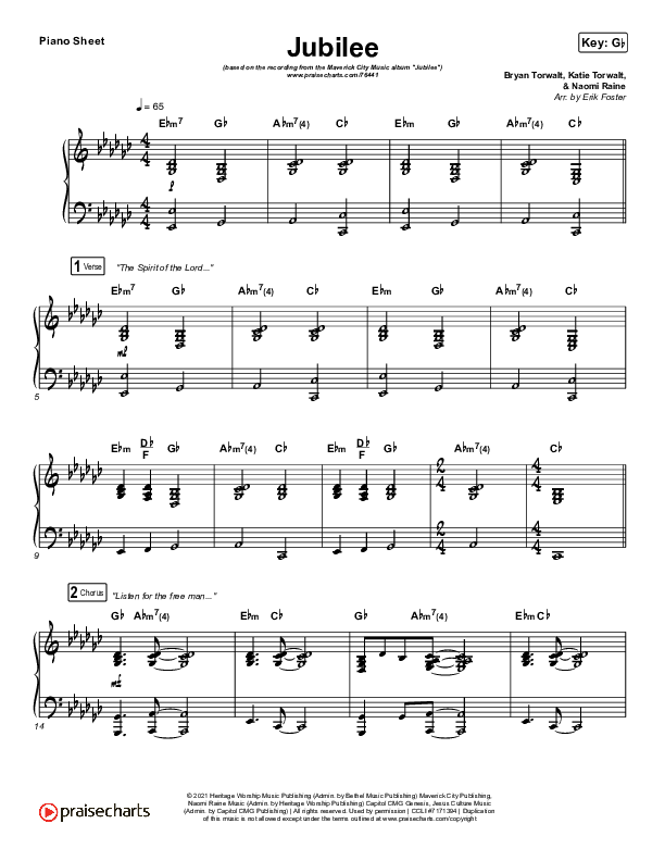 Jubilee Piano Sheet (Maverick City Music)