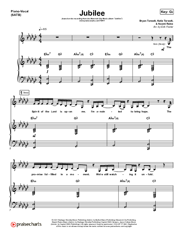 Jubilee Piano/Vocal & Lead (Maverick City Music)