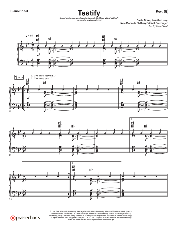 Testify Piano Sheet (Maverick City Music)