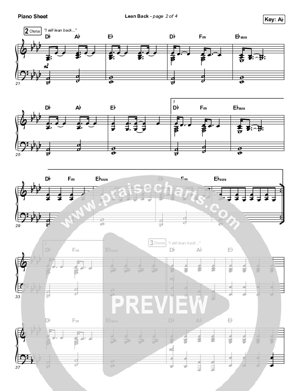 Lean Back Piano Sheet (Maverick City Music / Amanda Lindsey Cook / Chandler Moore)