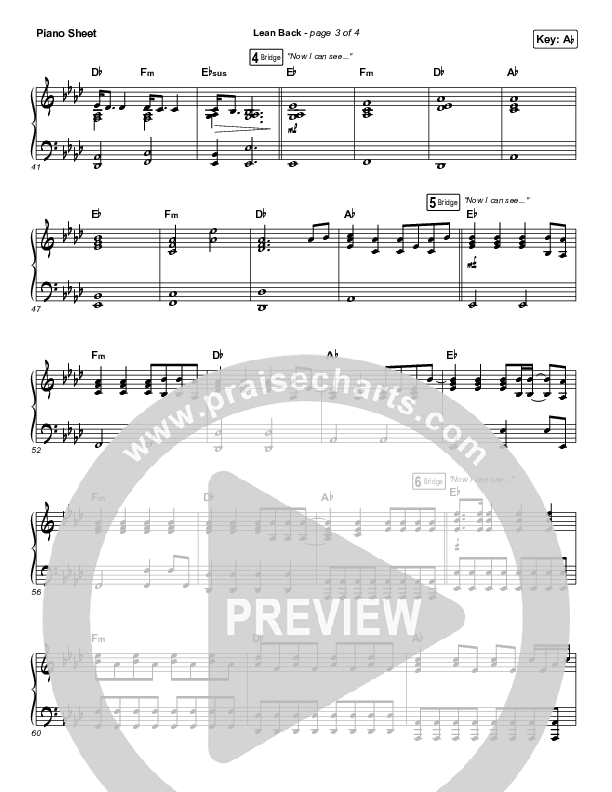 Lean Back Piano Sheet (Maverick City Music / Amanda Lindsey Cook / Chandler Moore)