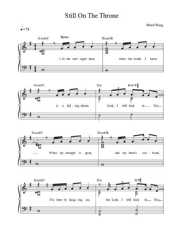 Still On The Throne Lead Sheet (SAT) (Mitch Wong)
